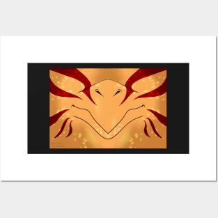 Gold with Red Stripes Dragon Mask Posters and Art